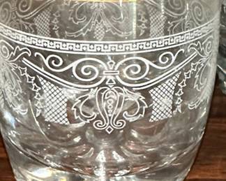 White Scroll Gold Trim Footed Tumblers