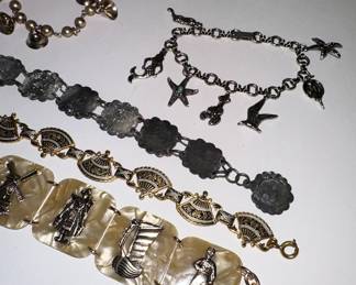 Vintage Costume Charm and Link Bracelets