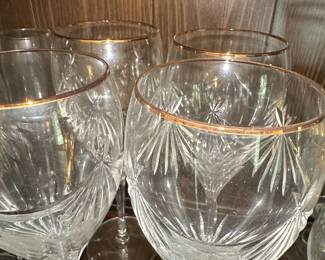 Crystal Wine Glasses with Gold Rim