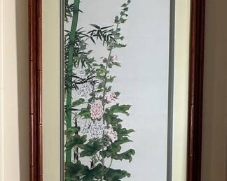 Asian Style Bird and Bamboo Print