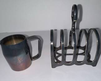 Silver Plated Toast Rack and Creamer Set