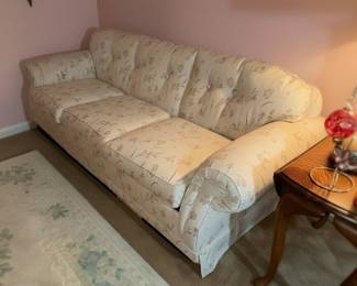 Floral Upholstered Sofa with Pullout Bed