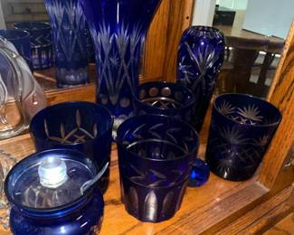 Assorted Bohemian Cobalt Cut-to-Clear Glass