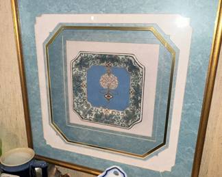 Framed Japanese Cloisonné Enamel Plate
