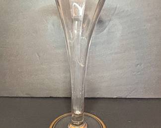 Vintage Gold Banded Trumpet Vase