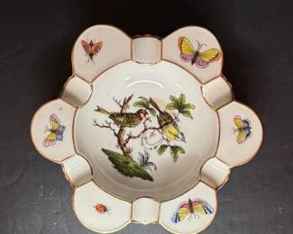Herend Rothschild Bird Porcelain Ashtray