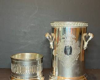 Silver Plated Wine Cooler and Coaster Set