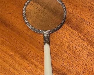 Vintage Magnifying Glass with Ornate Silver-Tone Rim