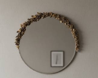 Vintage Hollywood Regency Large Floral Gilt Wall Mirror
