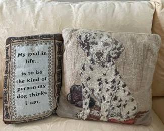 Vintage Dog-Themed Tapestry Throw Pillows 
