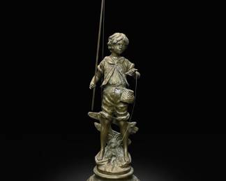 L. & F. Moreau Bronze Fisherman Figurine