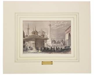 William Henry Bartlett Engraving Reproduction: The Fountain of III. Ahmet and St. Sophia