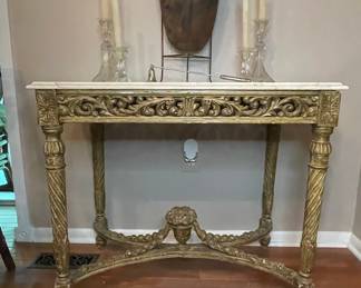 Louis XVI Style Giltwood Console Table with Marble Top