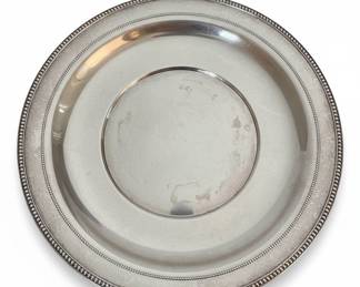 Sterling Silver Serving Tray with Beaded Edge 