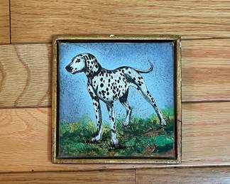 Robert M. Weiss Reverse Painted Glass Dalmatian Art