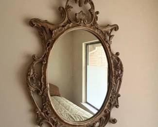 Vintage Rococo Style Oval Wall Mirror 