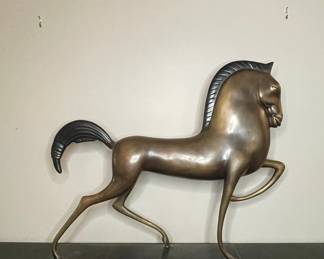 Stylized Bronze Horse Sculpture 