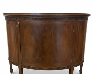 Vintage Mahogany Demilune Console Cabinet with Flame-Grain Veneer