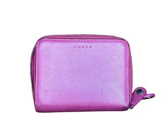 Coach Small Zip Around Pink Leather Wallet