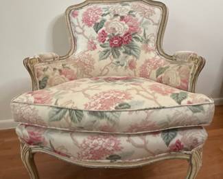 Vintage Louis XV Style Floral Bergère Armchair