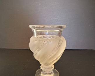 Lalique Ermenonville Frosted Swirl Footed Vase