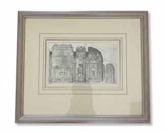 Architectural Etching of Cathedral Facade