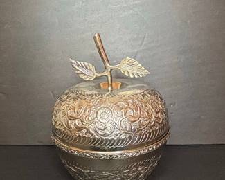 Vintage Silver-Plated Apple-Shaped Trinket Box Pakistan