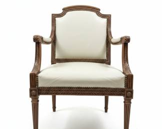 Louis XVI Style Walnut Fauteuil Armchair