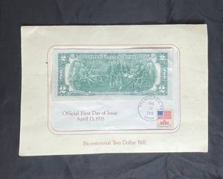 1976 Bicentennial Two Dollar Bill First Day of Issue