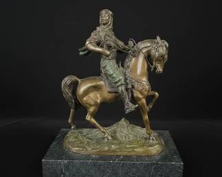 Antoine-Louis Barye Bronze Sculpture "Arab on Horseback"
