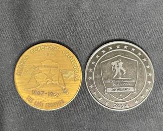 Alaska Purchase Centennial Medal and Wounded Warrior Project 20th Anniversary Challenge Coin