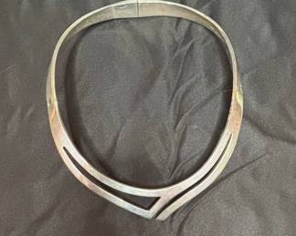 Vintage Taxco Sterling Silver Modernist Collar Necklace