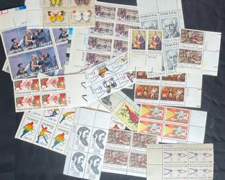 Collection of Vintage US Commemorative Postage Stamps (1970s) - Including Bicentennial, Olympics, Butterflies, and Christmas Themes