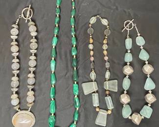 Vintage Gemstone Necklaces with Sterling Silver Clasps