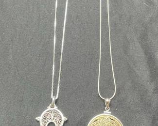 Sterling Silver Tuareg Cross and Flower of Life Pendants