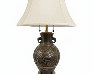Marbro Lamp Co. Chinese Bronze Phoenix Motif Table Lamp