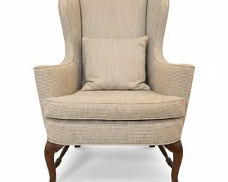 Queen Anne Style Upholstered Wingback Chair with Cabriole Legs