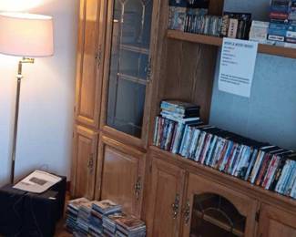 Oak entertainment Center, Music, DVD, Records