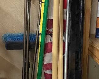 Curtain rods, flagpoles, push brooms, flags