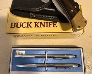 Buck Knife and Cross Pen Set