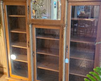 Oak cabinet with glass doors