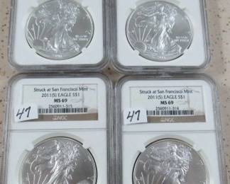 NGC Graded MS 69 Silver Eagles