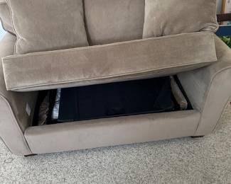 suede sofa bed. pulls out to a twin bed