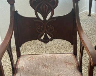 vintage antique chair with carving