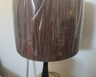 black table lamp with burgandy amp shade