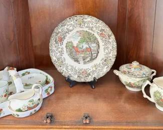 MC154Vintage Johnson Brothers Mill Stream, And Fruit Sugar Cream Platter