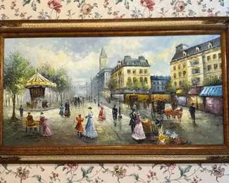 MC247Parisian Impressionist Street Scene Oil Painting