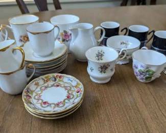 MC186Vintage Fine Bone China Teacups, Saucers And Demitasse Espresso Cups