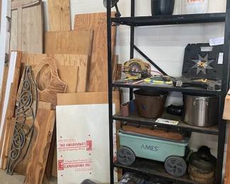 Raw lumber and carpentry tools