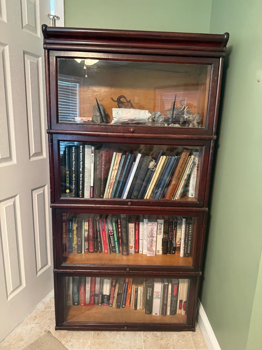 Barrister Bookcase With four Sections and Stow-Away Glass Doors